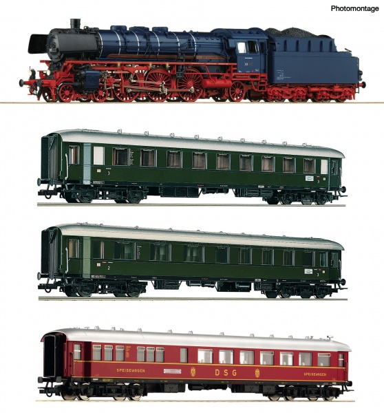 Steam locomotive class 03.10 and express train cars (Digital with Sound)<br /><a href='images/pictures/Roco/Roco-61474.jpg' target='_blank'>Full size image</a>